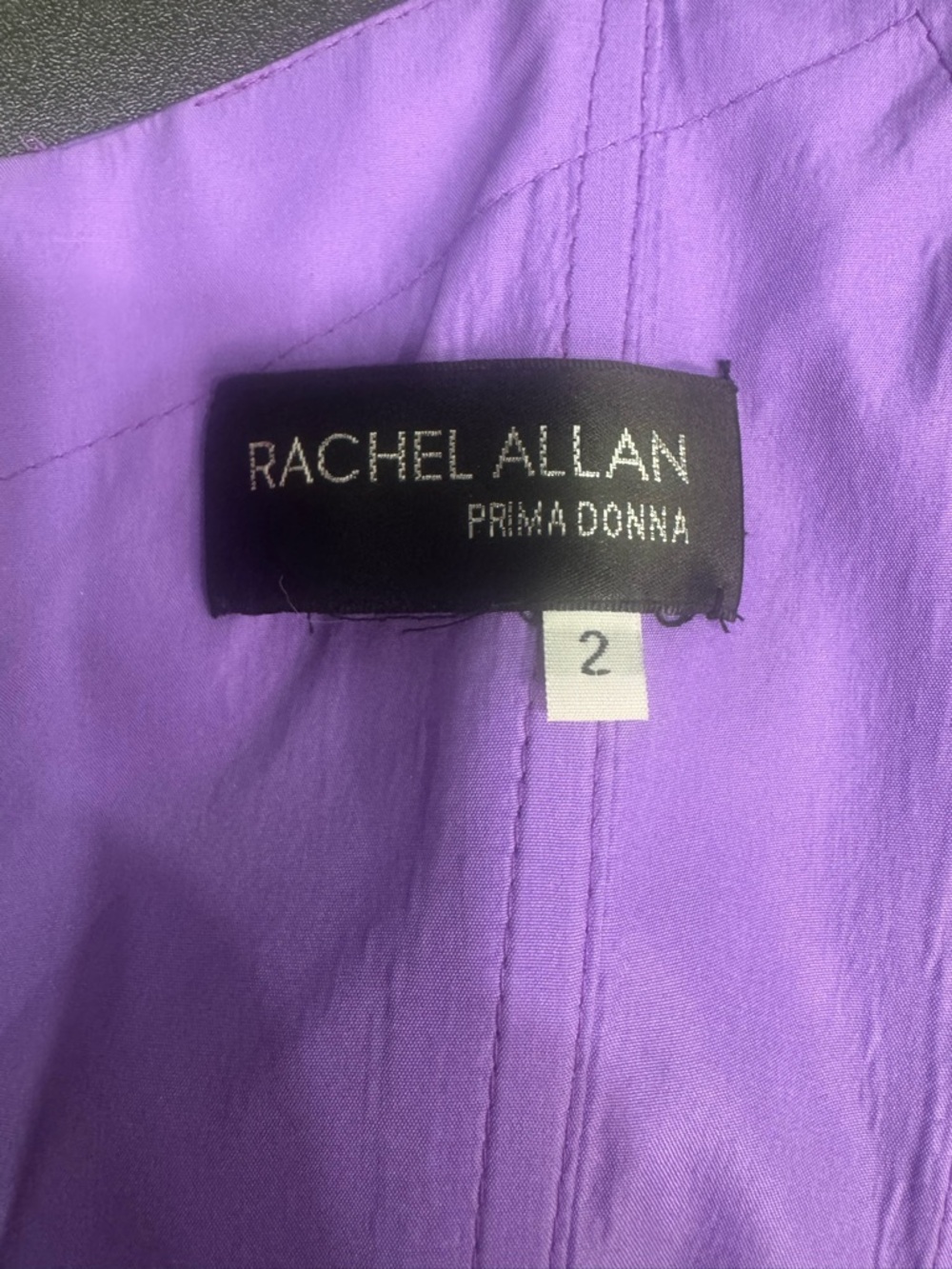 Rachel Allan Purple Satin Mermaid Gown Size 2 Pearl Strap Train Prom Dress - Picture 9 of 9